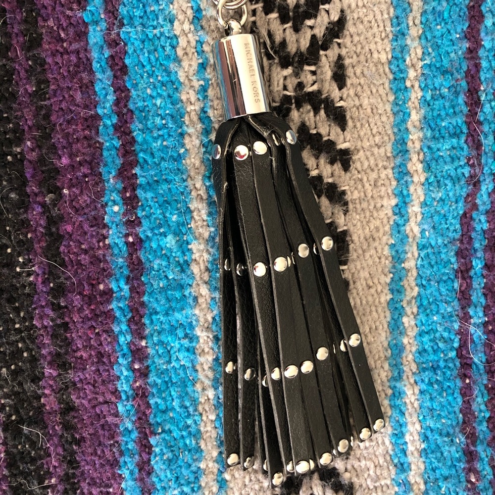 Michael Kors Leather Tassle Keyring Black